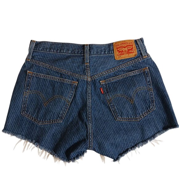 Levi's, 501 Striped Denim, High Rise, Cut Off Shorts, Button Fly, W-28, Frayed - Picture 2 of 14